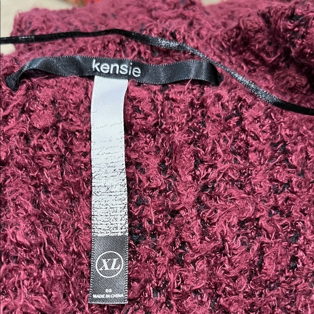 Kensie Maroon Knit OVERSIZED CHUNK CARDIGAN, SWEATER WOMEN SIZE XL: - Picture 3 of 11